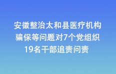 安徽整治太和縣醫(yī)療機(jī)構(gòu)騙保等問題對7個黨組織19名干部追責(zé)問責(zé)