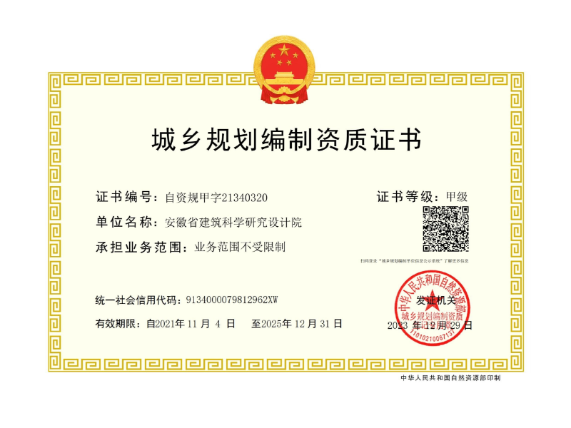 城鄉規劃編制甲級證書